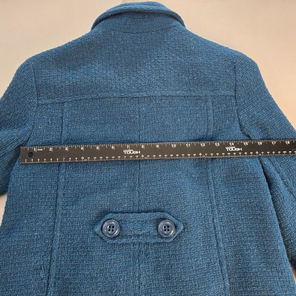 Vintage Frenchi Peacoat Women's Medium Wool Blend Collard Short Length Blue Teal - Picture 11 of 16